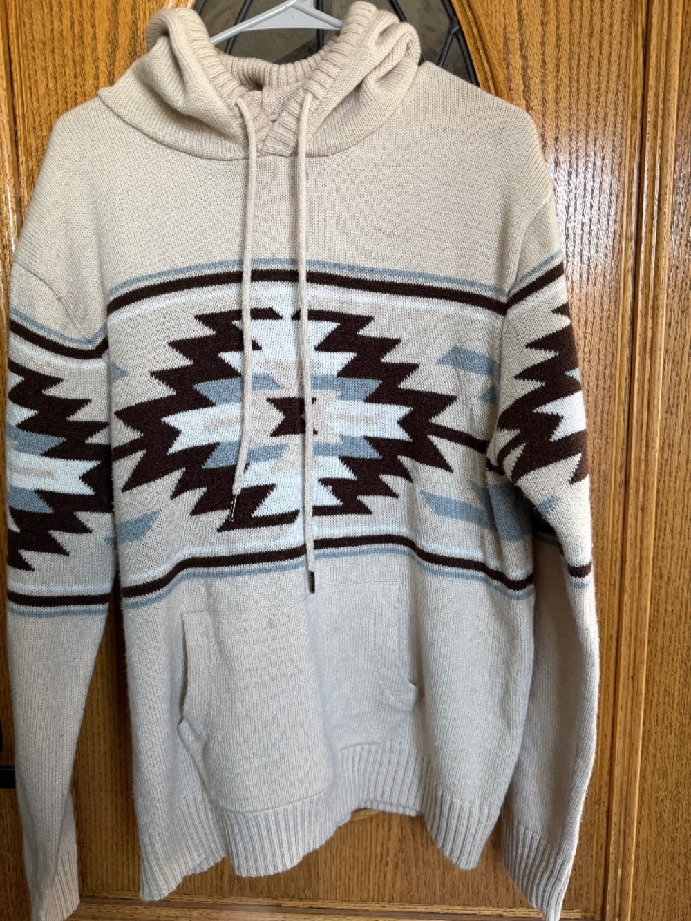 Rue21 hooded knit sweater with Southwestern geometric design